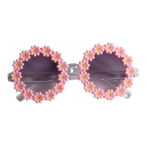 Adult Pink Daisy Round Sunglasses